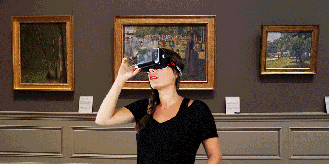 Wearing VR glasses